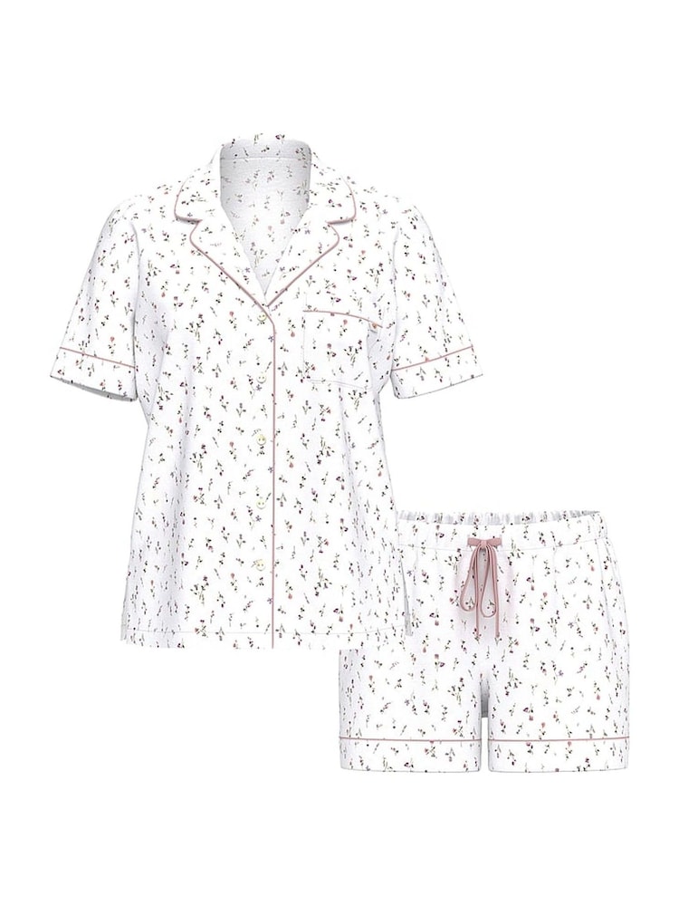 Victoria's Secret White & Pink Ditsy Floral Modal Short Pyjama Set - Image 3 of 3