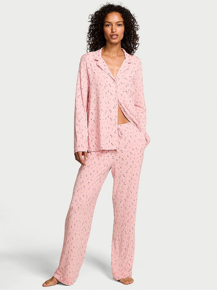 Victoria's Secret Pink Lily Ditsy Floral Modal Long Pyjama Set - Image 1 of 2