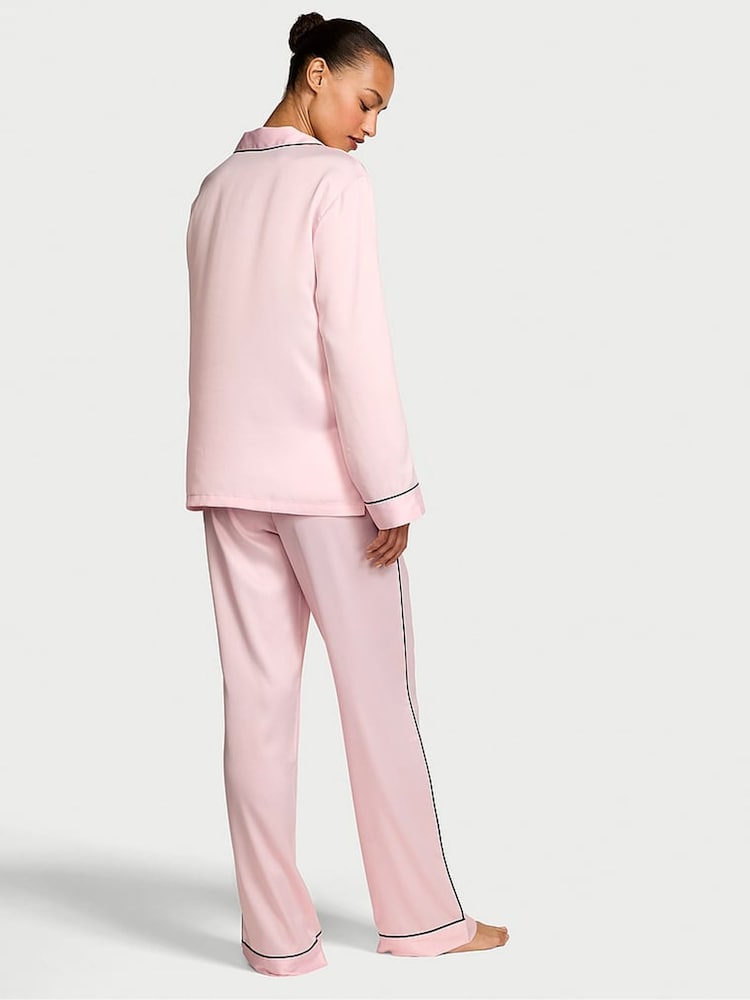 Victoria's Secret Angel Pink With Embroidery Satin Long Pyjama Set - Image 2 of 3