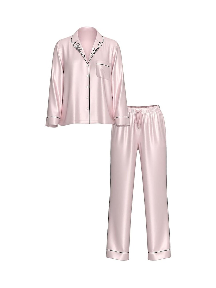 Victoria's Secret Angel Pink With Embroidery Satin Long Pyjama Set - Image 3 of 3