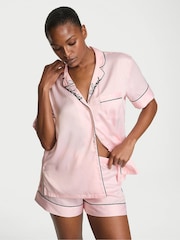 Victoria's Secret Angel Pink With Embroidery Satin Short Pyjama Set - Image 1 of 3