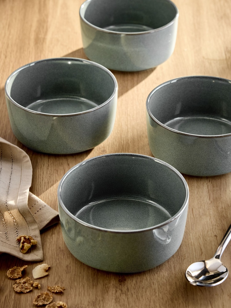 Green Dalton Set of 4 Cereal Bowls - Image 1 of 4 Green Dalton Set of 4 Cereal Bowls - Image 1 of 4