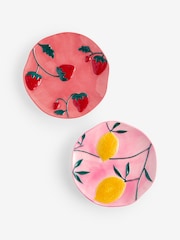 Set of 2 Pink and Yellow Loreto Fruit Side Plates - Image 5 of 5