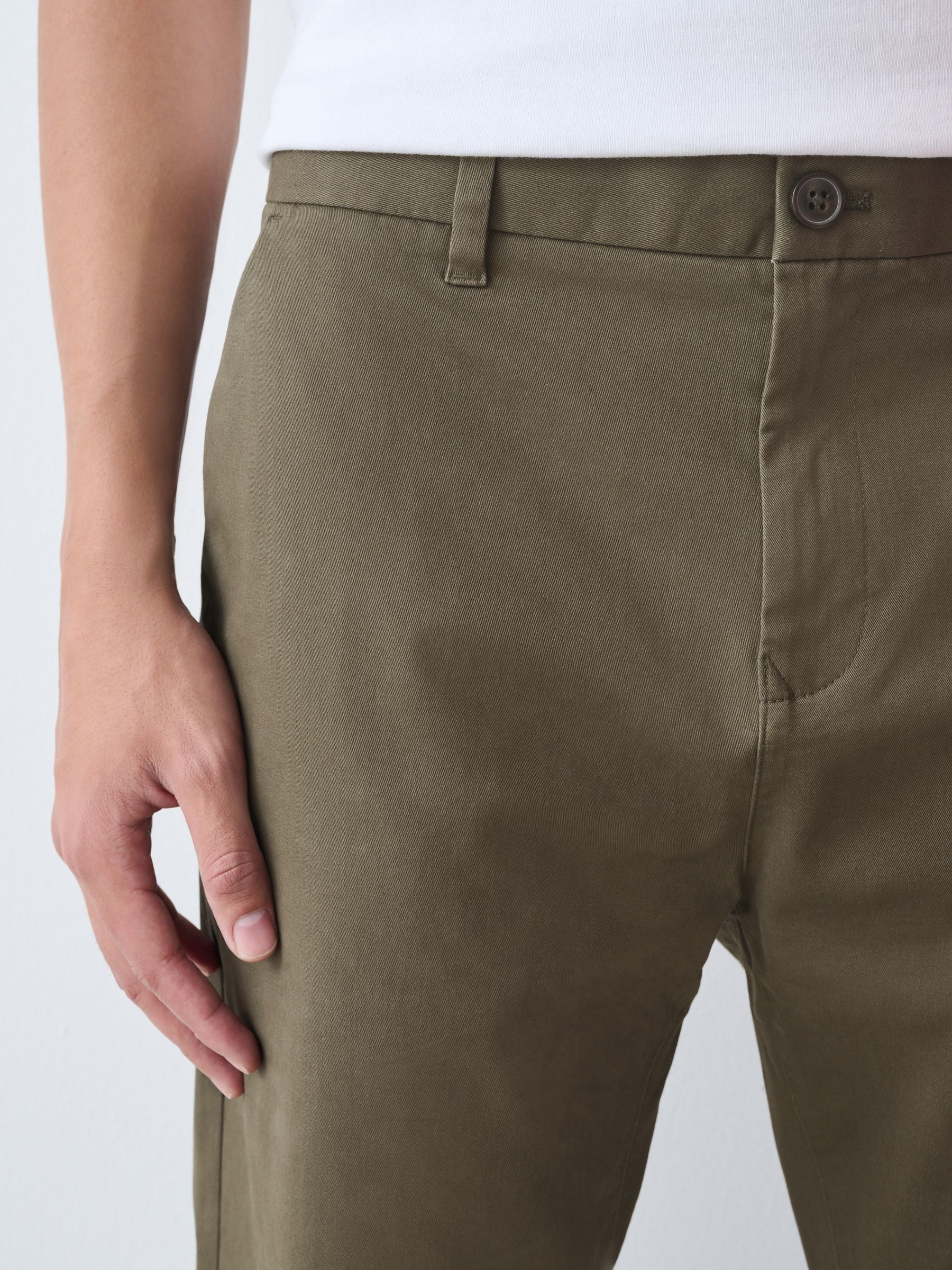 Buy Olive Green Straight Fit Stretch Chinos Trousers from Next USA