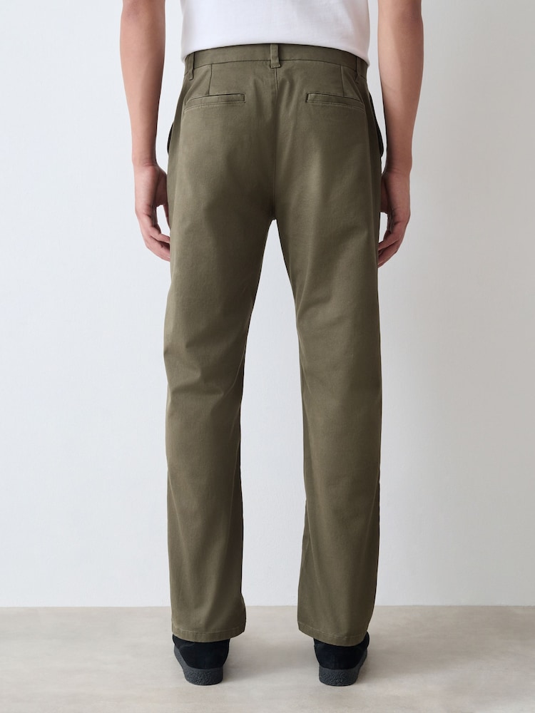 Olive Green Slim Fit Stretch Chinos Trousers - Image 2 of 10 Olive Green Slim Fit Stretch Chinos Trousers - Image 2 of 10