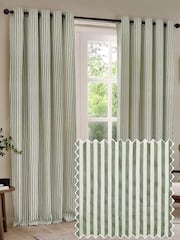 Yard Forest Hebden Striped Cotton Lined Eyelet Curtains Pair - Image 1 of 5
