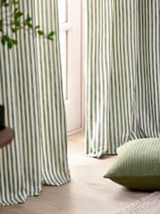 Yard Forest Hebden Striped Cotton Lined Eyelet Curtains Pair - Image 3 of 5