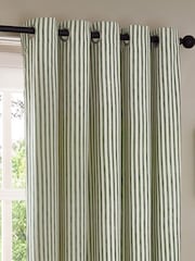 Yard Forest Hebden Striped Cotton Lined Eyelet Curtains Pair - Image 4 of 5