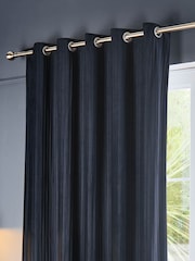 Paoletti Midnight Corinthian Velvet Room Darkening Lined Eyelet Curtain Pair - Image 4 of 6