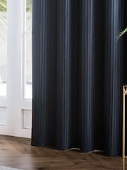 Paoletti Midnight Corinthian Velvet Room Darkening Lined Eyelet Curtain Pair - Image 5 of 6
