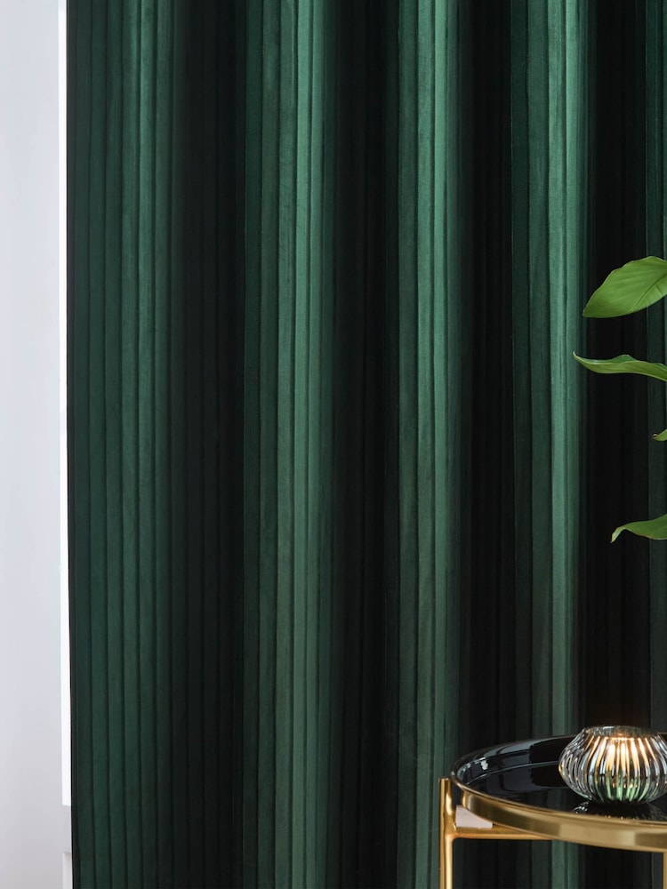Paoletti Forest Corinthian Velvet Room Darkening Lined Eyelet Curtain Pair - Image 3 of 6