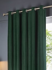 Paoletti Forest Corinthian Velvet Room Darkening Lined Eyelet Curtain Pair - Image 4 of 6