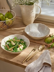 Set of 2 Natural Hand Painted Floral Pasta Bowls - Image 2 of 3