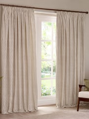 Yard Natural Hebden Striped Cotton Lined Eyelet Curtains Pair - Image 2 of 5