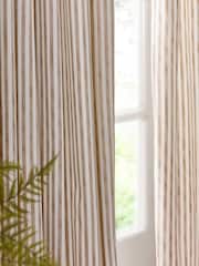 Yard Natural Hebden Striped Cotton Lined Eyelet Curtains Pair - Image 3 of 5