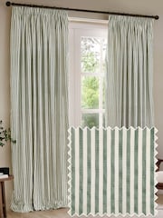 Yard Forest Hebden Striped Cotton Lined Eyelet Curtains Lined Pair - Image 1 of 1