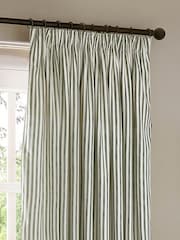 Yard Green Hebden Striped Cotton Lined Eyelet Curtains Lined Pair - Image 4 of 5
