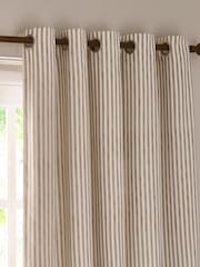 Yard Natural Hebden Striped Cotton Lined Eyelet Curtains Lined Pair - Image 4 of 5