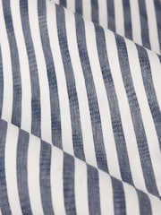 Yard Navy Hebden Striped Cotton Lined Eyelet Curtains Pair - Image 4 of 4