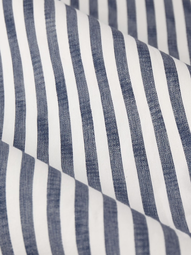 Yard Navy Hebden Striped Cotton Lined Eyelet Curtains Pair - Image 4 of 4