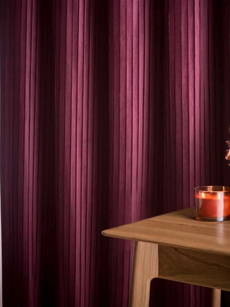 Paoletti Merlot Corinthian Velvet Room Darkening Lined Eyelet Curtain Pair - Image 3 of 6