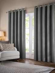 Paoletti Dove Grey Corinthian Velvet Room Darkening Lined Eyelet Curtain Pair - Image 2 of 6