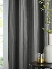 Paoletti Dove Grey Corinthian Velvet Room Darkening Lined Eyelet Curtain Pair - Image 3 of 6