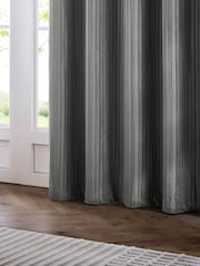 Paoletti Dove Grey Corinthian Velvet Room Darkening Lined Eyelet Curtain Pair - Image 5 of 6