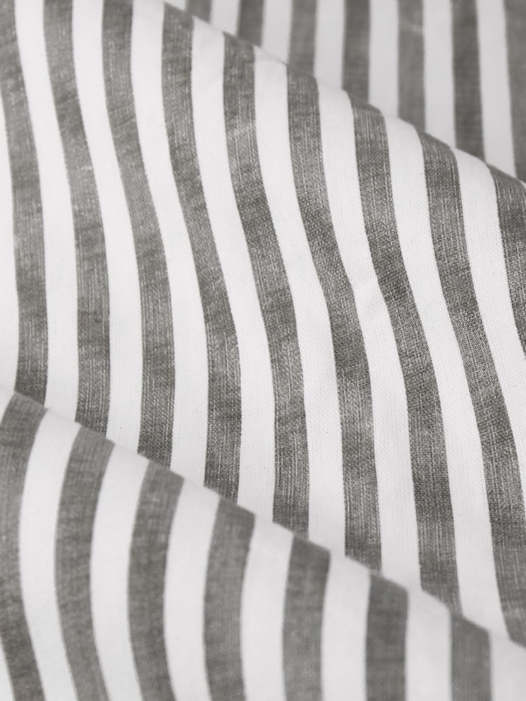 Yard Grey Hebden Striped Cotton Lined Eyelet Curtains Lined Pair - Image 4 of 4