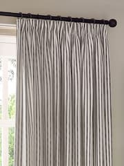 Yard Grey Hebden Striped Cotton Lined Eyelet Curtains Lined Pair - Image 4 of 5
