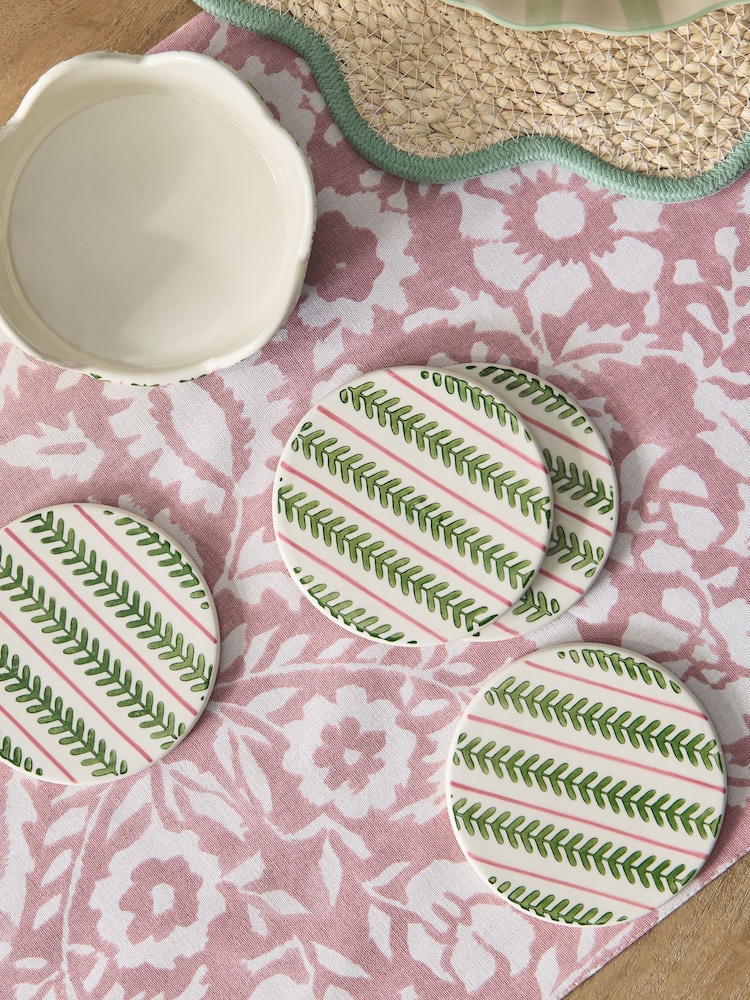 Set of 4 Pattern Ceramic Coasters - תמונה 2 מתוך 3