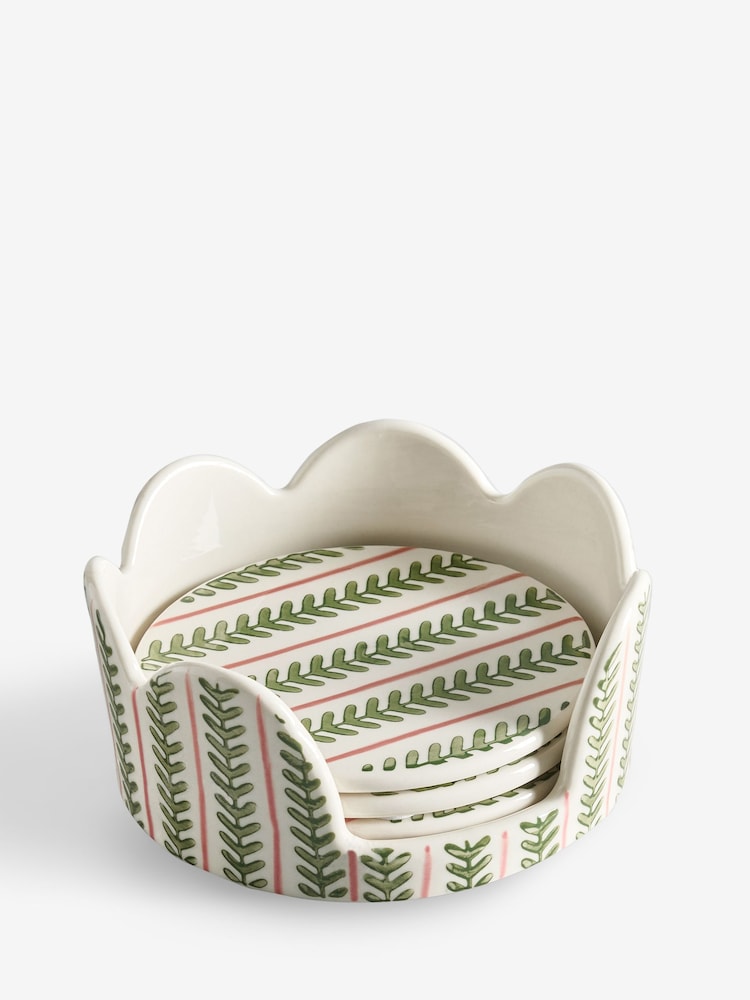 Set of 4 Pattern Ceramic Coasters - תמונה 3 מתוך 3