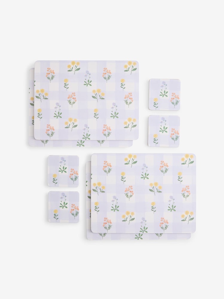 Set of 4 Purple Maisie Floral Print Corkback Placemats and Coasters - Image 1 of 1