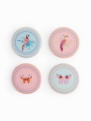 Set of 4 Pink Artist Floral Ceramic Coasters - Image 1 of 1