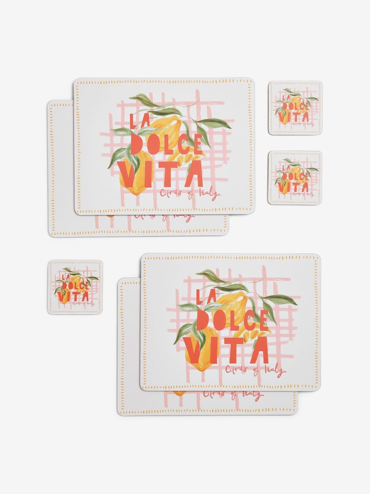 Set of 4 Multi Lemon Corkback Placemat Coasters - Image 3 of 3