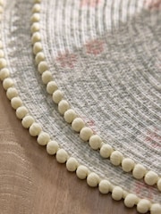 Set von 4 gewebten Tischsets mit Holzblock-Design und Blumenmuster - Bild 2 von 3