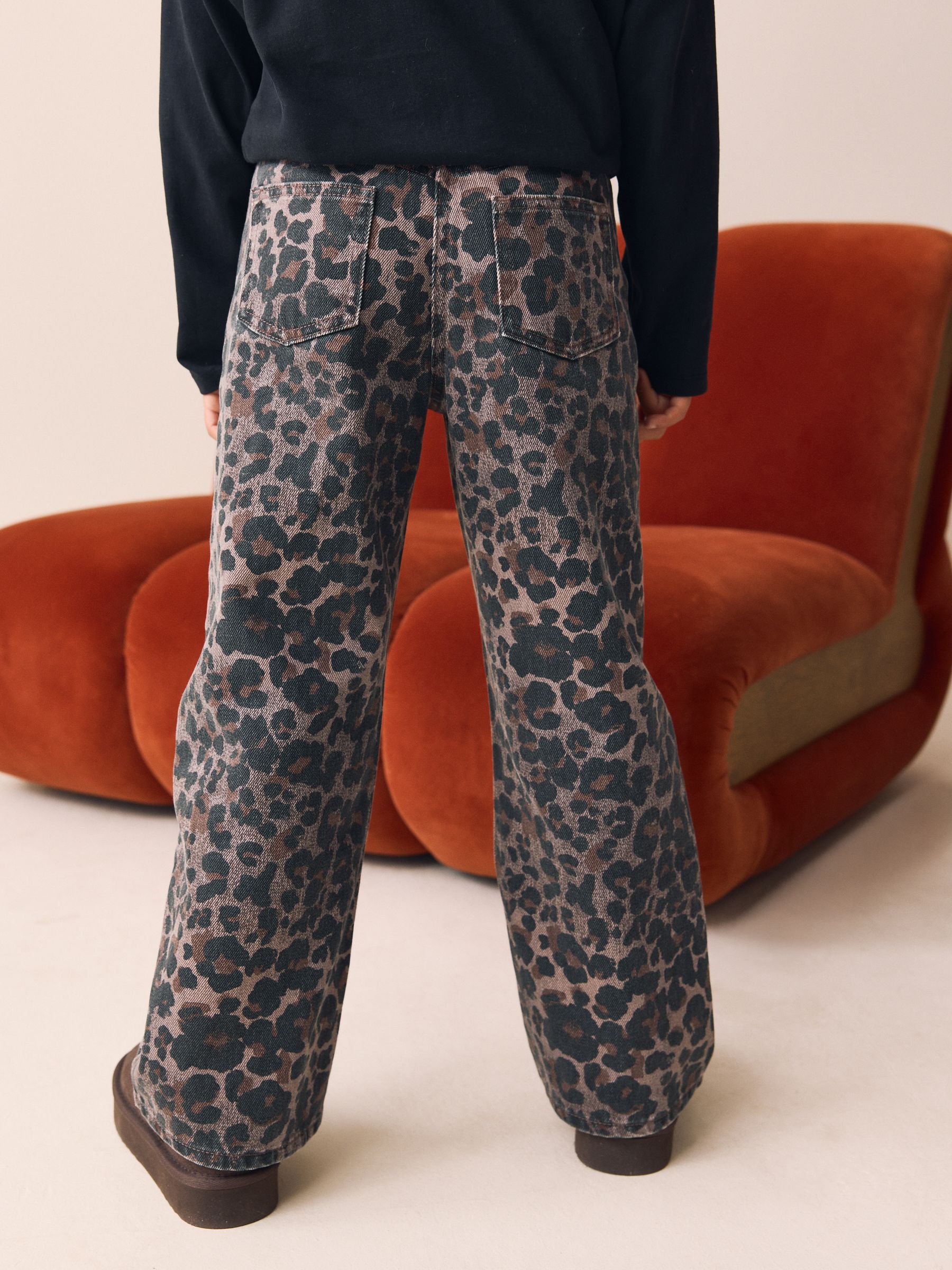 LEOPARD WIDE LEG JEANS 9152