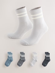 Blue/Grey Tipped Sports Socks 4 Pack - Image 1 of 9