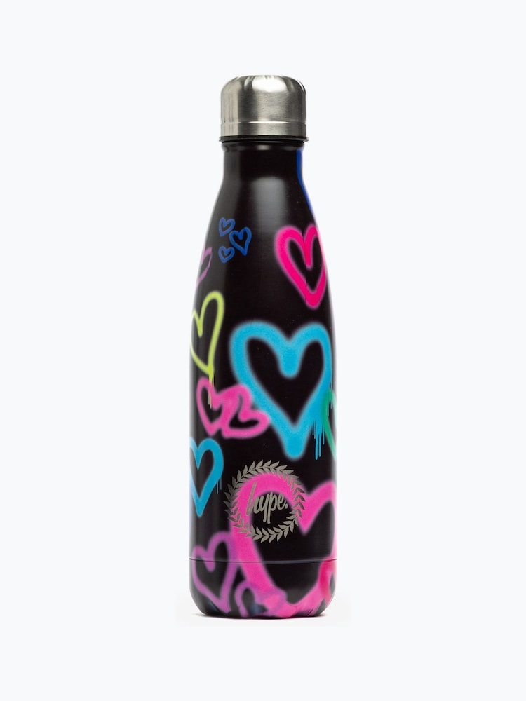 Hype. Graffiti Heart Black Water Bottle - Image 1 of 4 Hype. Graffiti Heart Black Water Bottle - Image 1 of 4