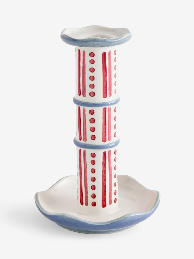 حامل شموع خزفي مخطط - صورة 2 من 3 حامل شموع خزفي مخطط - صورة 2 من 3