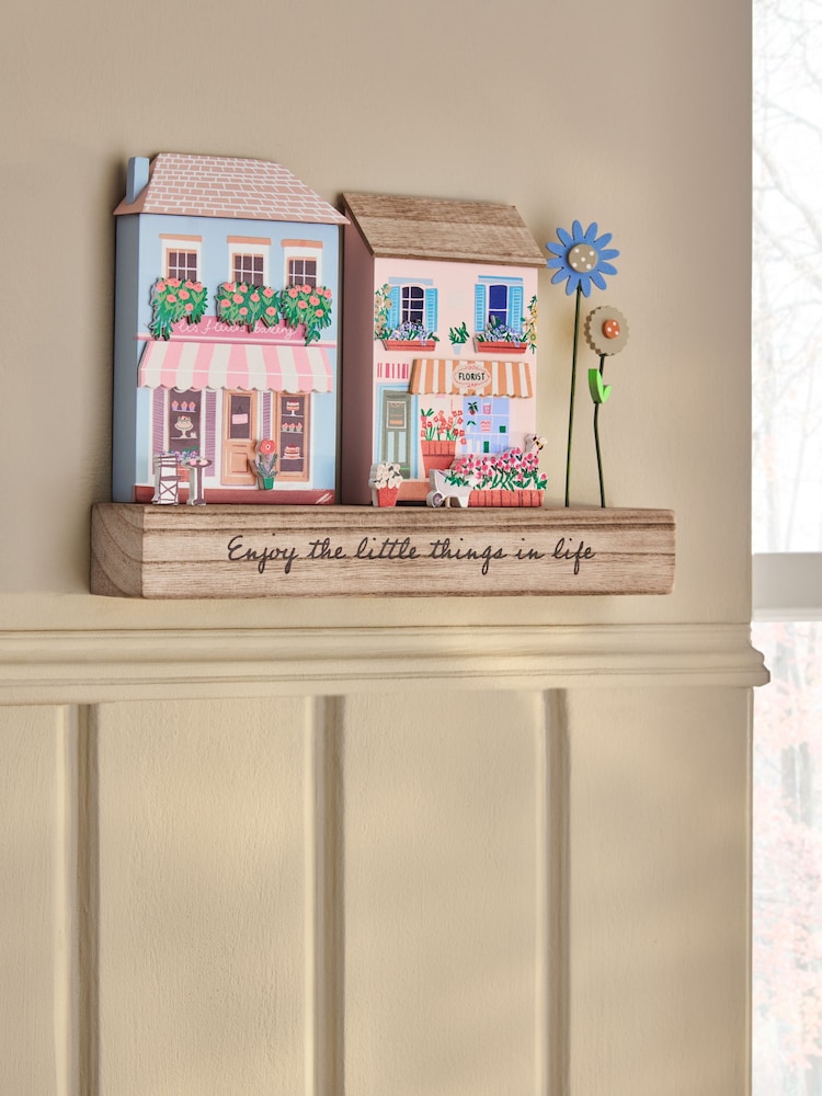 Multicolour Wooden Spring House Scene Ornament - Image 1 of 4 Multicolour Wooden Spring House Scene Ornament - Image 1 of 4
