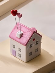 Pink/White Ceramic Mini House Ornament - Image 3 of 4