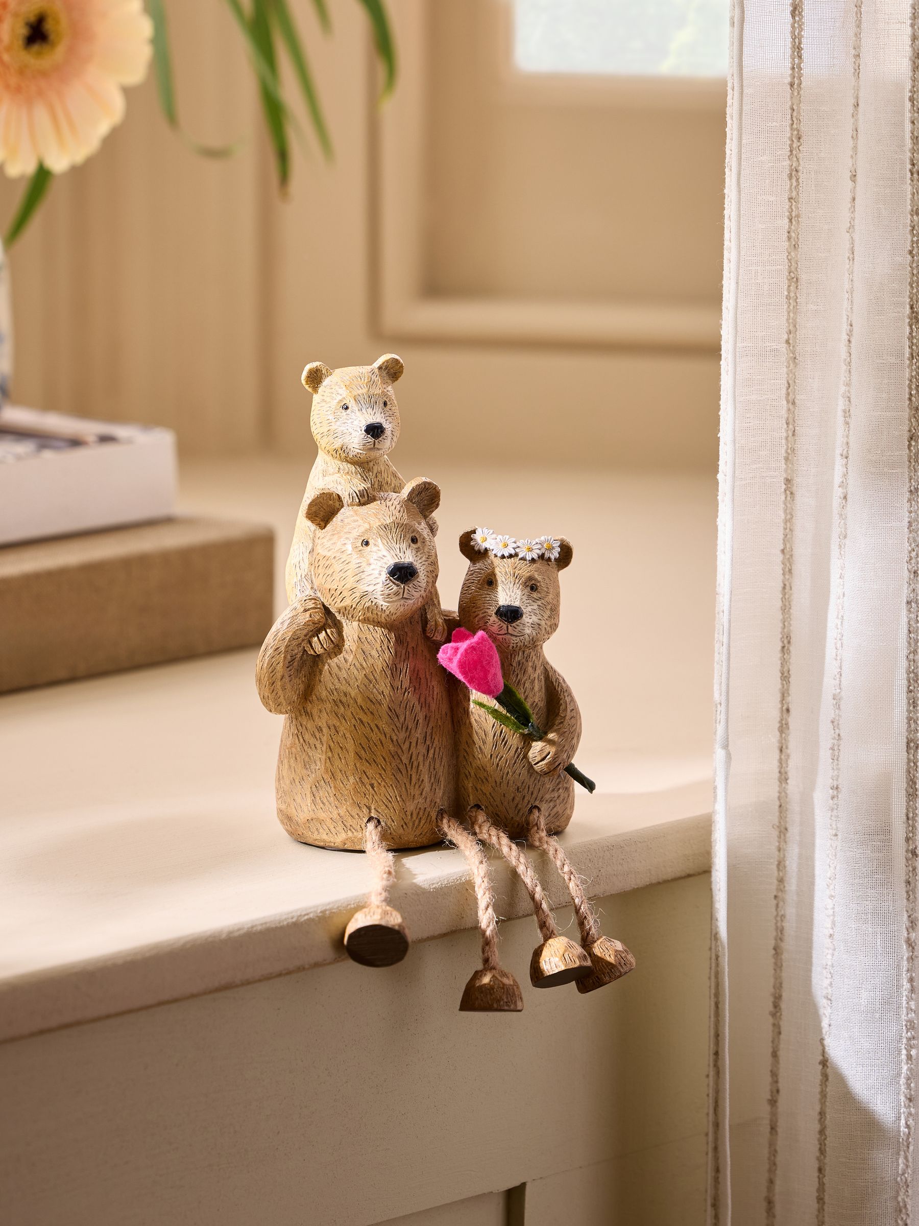 Natural Bertie Bear Dangly Legs Family Ornament