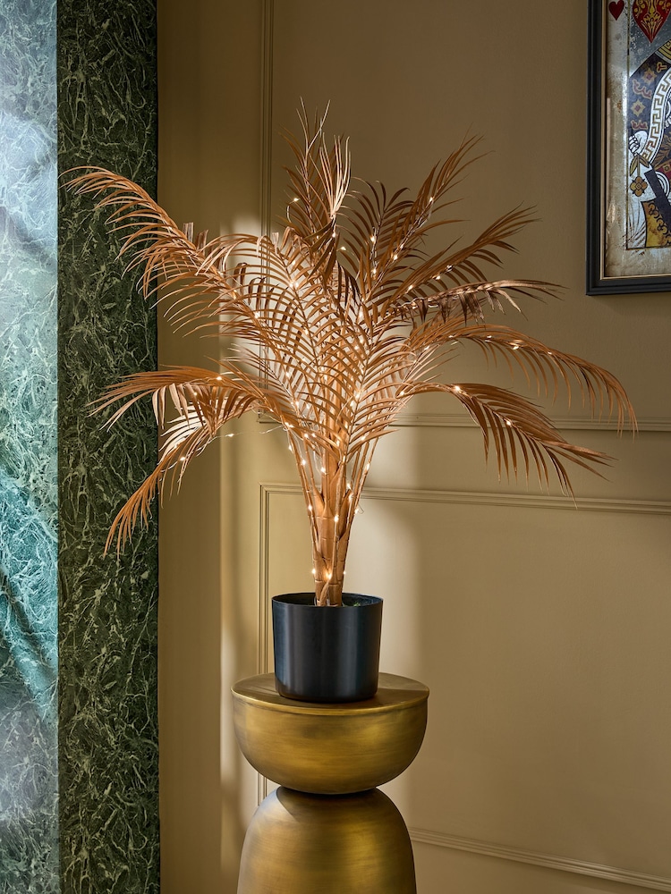 Gold Artificial Light Up Palm Plant - Image 1 of 3