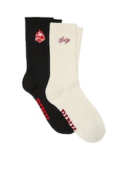 Victoria's Secret PINK Pure Black/White Shell 2 Pack Crew Socks - Image 1 of 1