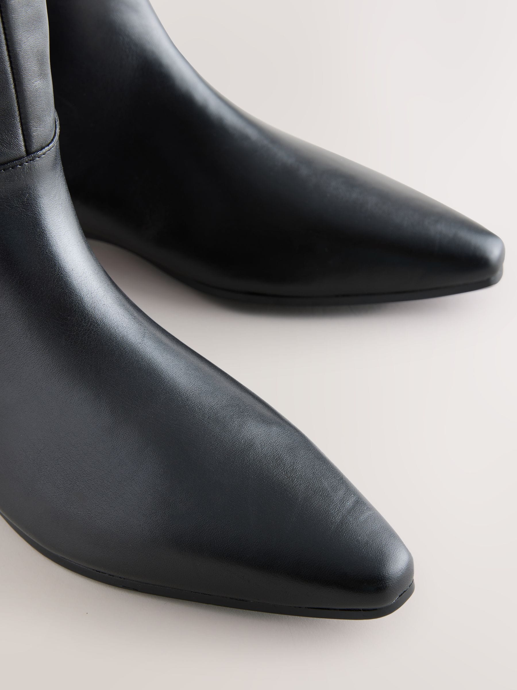 Buy Black Leather Forever Comfort® Flat Chisel Toe Knee High Boots