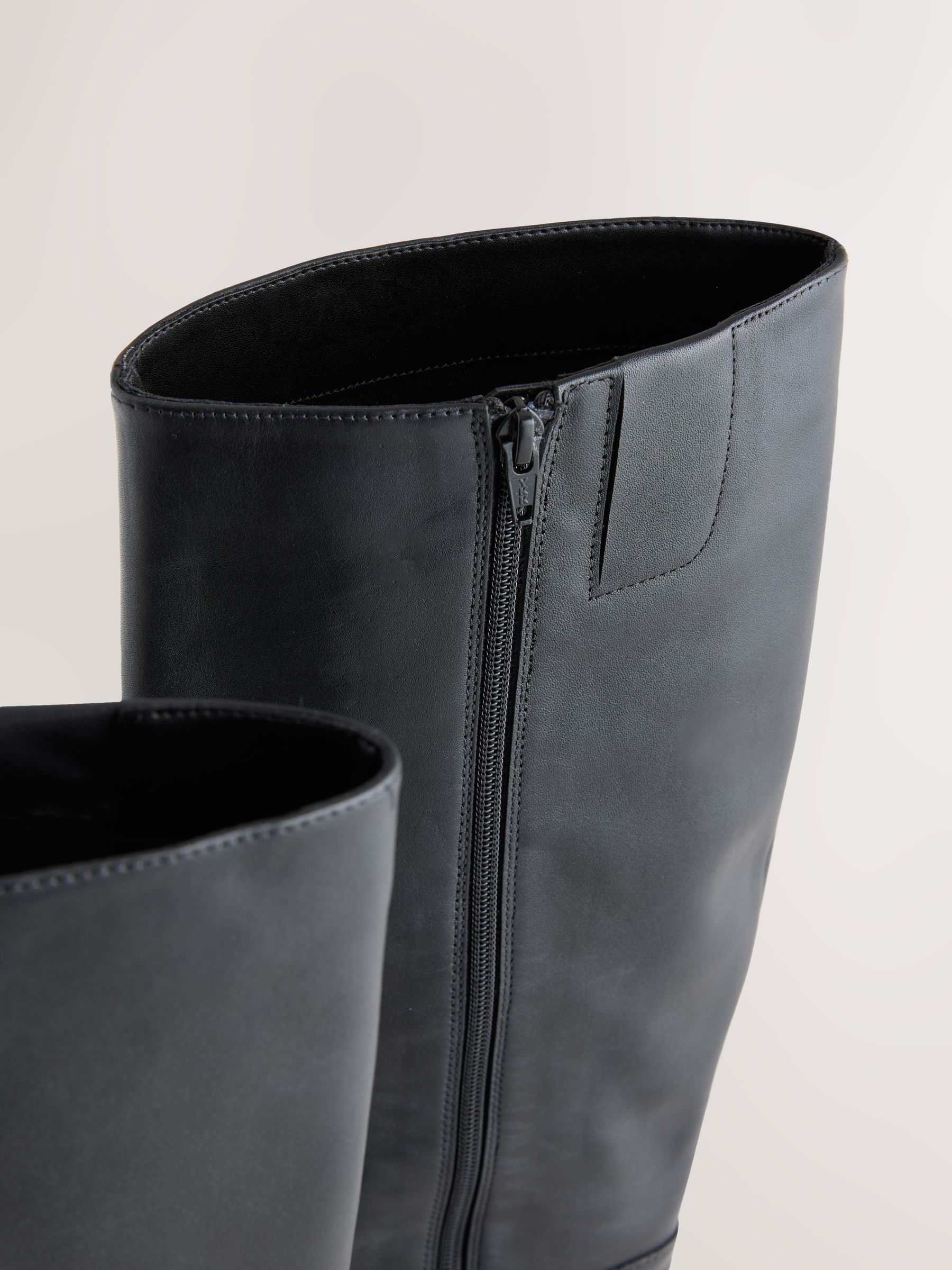 Buy Black Leather Forever Comfort® Flat Chisel Toe Knee High Boots