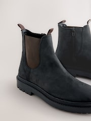 Black Oiled Leather Forever Comfort® Round Toe Chelsea Boots - Image 8 of 9