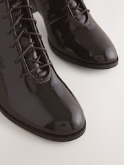 Chocolate Brown Leather Forever Comfort® Lace-Up Block Heeled Patent Boots - Image 4 of 5