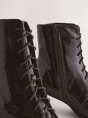 Chocolate Brown Leather Forever Comfort® Lace-Up Block Heeled Patent Boots - Image 5 of 5